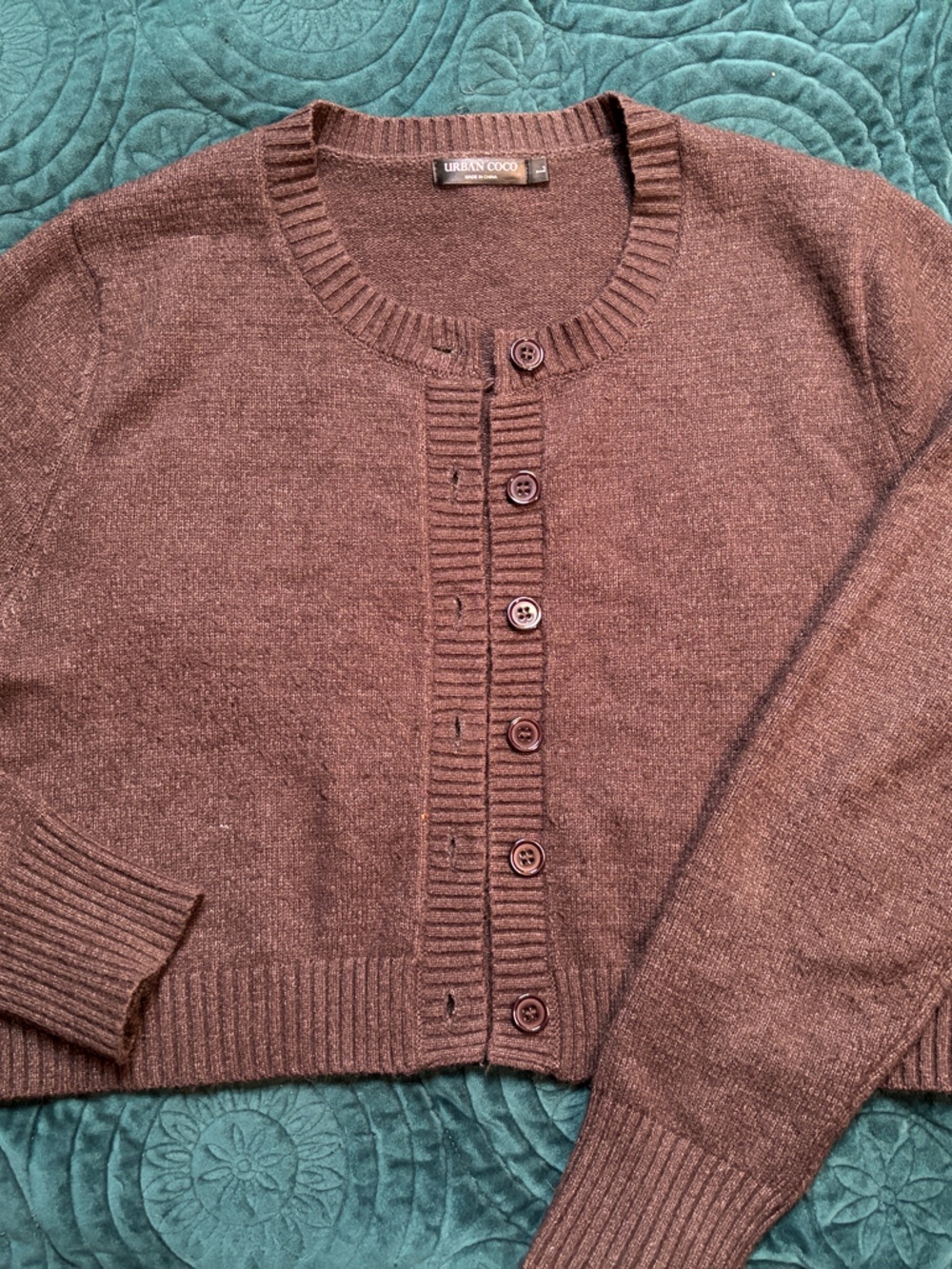 Urban CoCo Women's Chocolate Brown Button-Front Cardigan